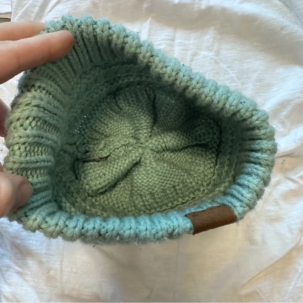 Classic CC Beanie Sage HAT20A teal winter warmth boho acrylic woven chunky knit